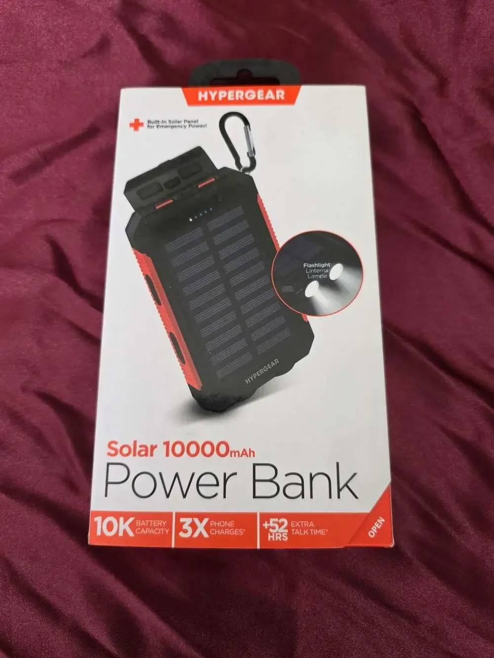HyperGear 10000mAh Solar Power Bank with Built-in Flashlight and Compass